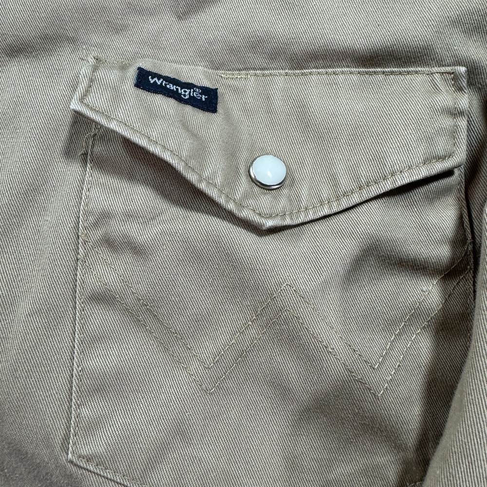 Wrangler Brushpopper Pearl Snap Western Shirt  Tan  Cowboy Mens Medium - Picture 2 of 8